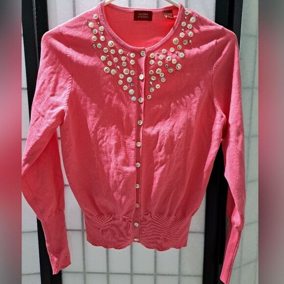 Valerie Stevens pink button detail cardigan sweater womens size small - Picture 1 of 10